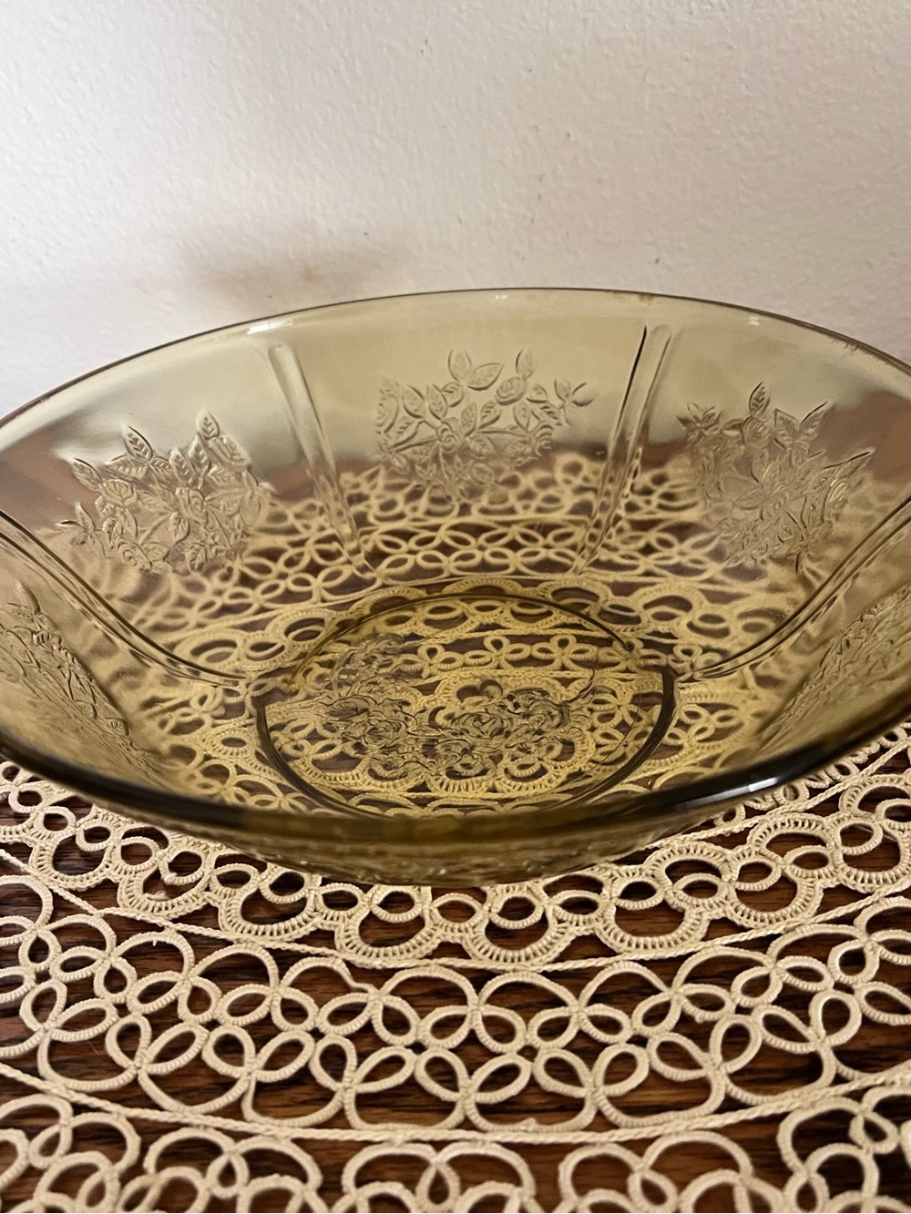 Amber Glass Decorative Serving Bowl